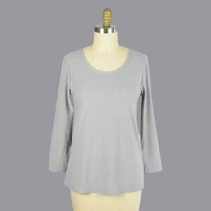 NOMADIC TRADERS GRAY SCOOP NECK LONG SLEEVE TOP
